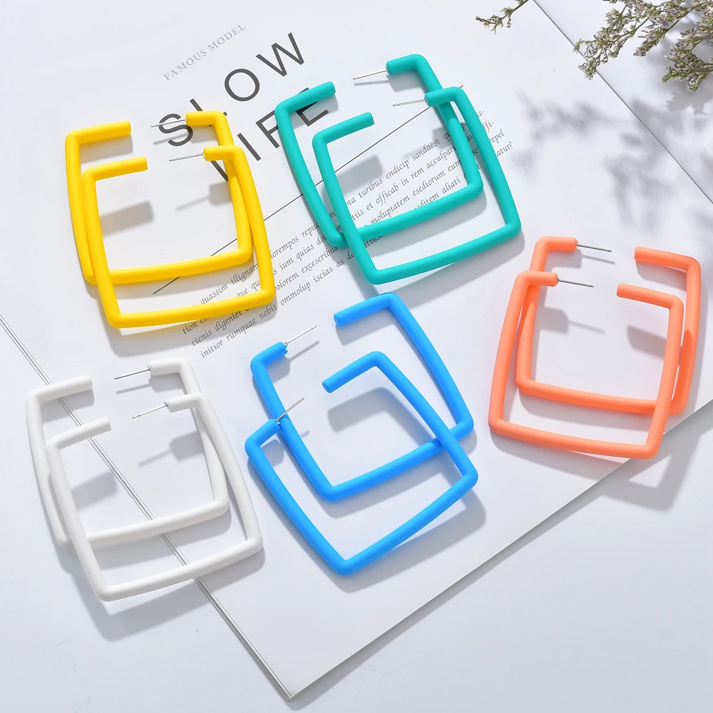 2019 увеличенные Геометрические Квадратные полые большие цветные акриловые