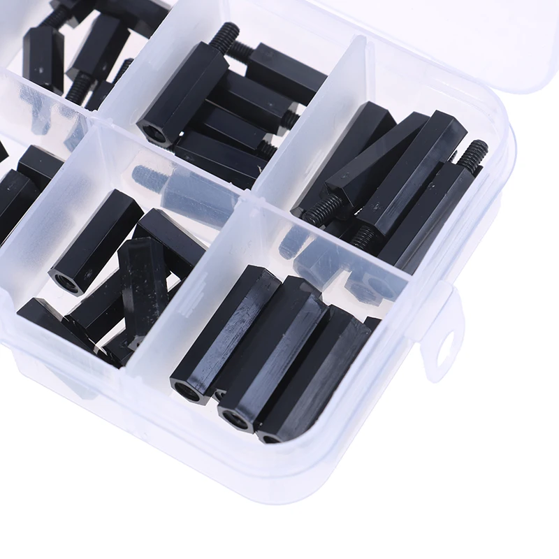 88pcs Plastic M3 Nylon Hex Spacers Screw Nut Column Kit Box Set