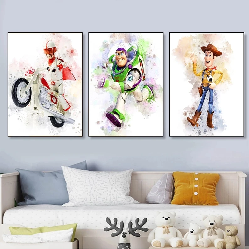 Disney Toy Story Watercolor Poster Canvas Paintings Abstract Movie Art