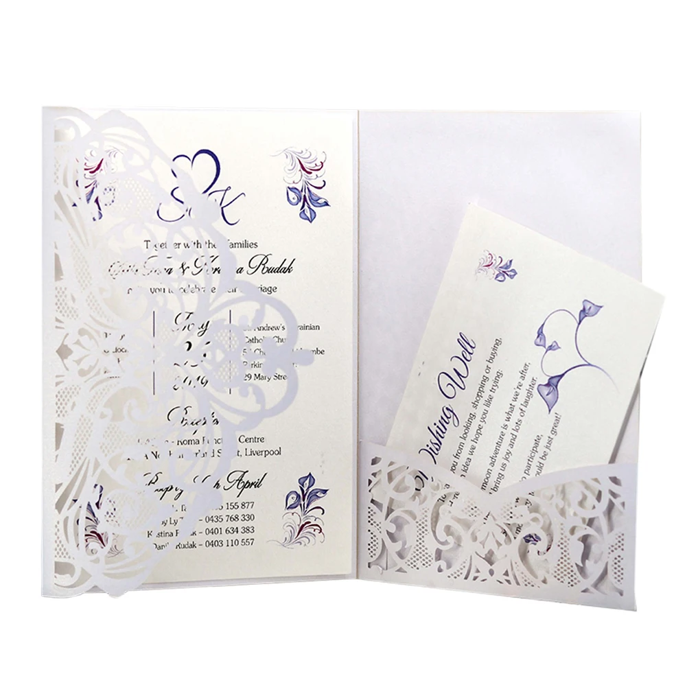  10pcs Birthday Pearlescent Paper Invitation Prints Lace Elegant Greeting Cards European Festival Li - 4000268433830