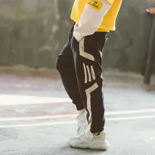 Г. Новые стильные весенние штаны с боковой вставкой для мальчиков повседневные Модные брюки в Корейском стиле для больших мальчиков детские брюки