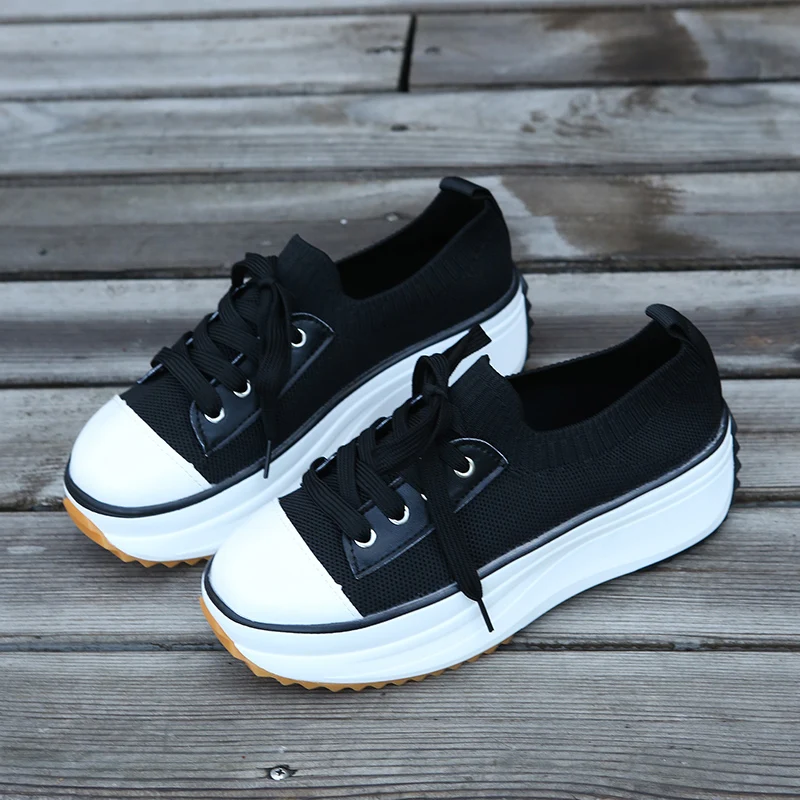 2022 Spring Autumn Women New Flat Bottom LaceUp SportsShoesFashionable Comfortable Antiskid Breathable Hot Sale Platform Shoes