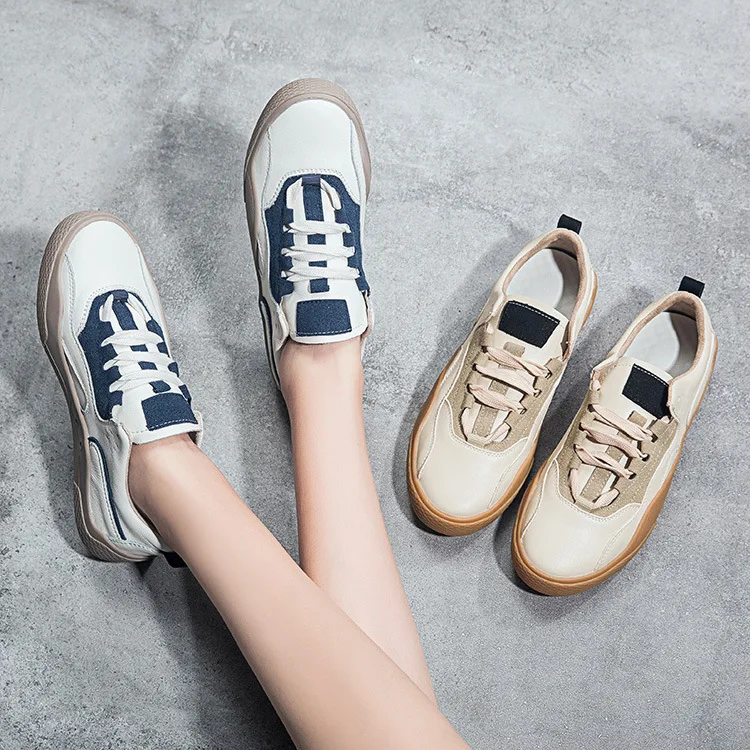 

2019 Casual Shoes Korean-style Mixed Colors New Style CHIC Spring Summer round-Toe Love Sports Hugh Flat Comfortable Low Top