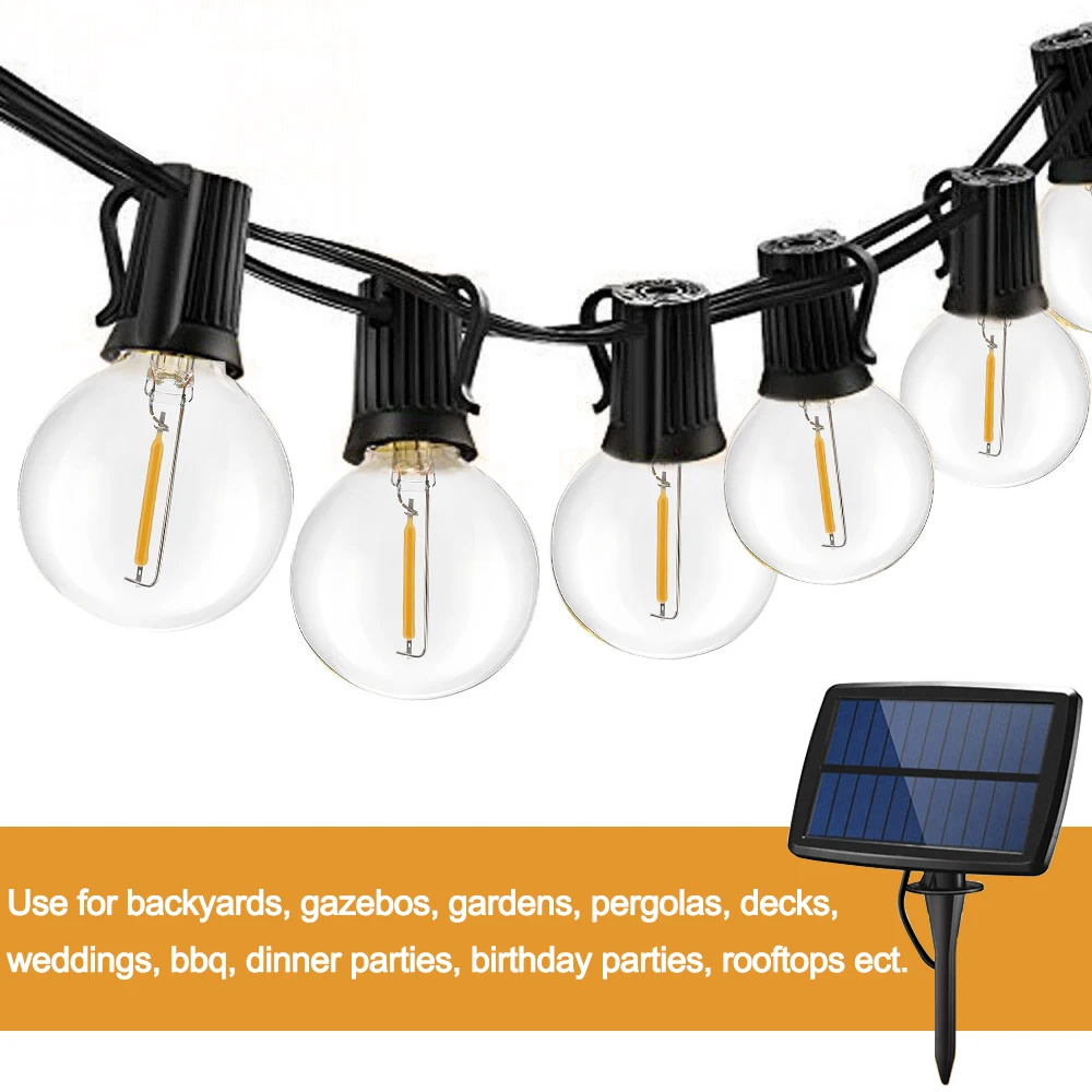 

5.5M 18ft LED Outdoor Solar Lamp LED String Lights Holiday Christmas Party 10 Bulbs Garland Solar Garden Waterproof Lights
