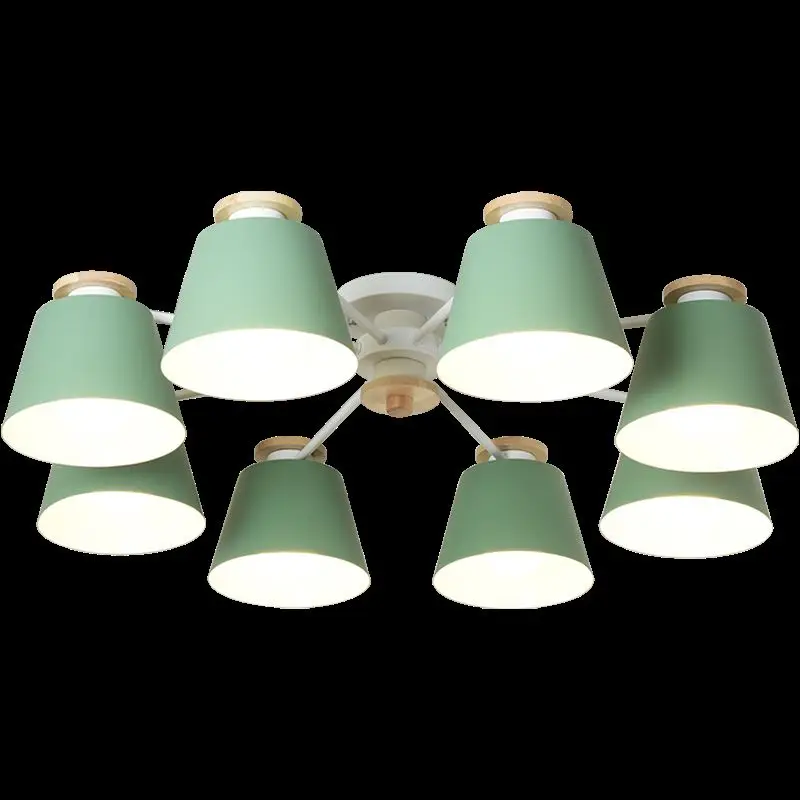 Ceiling Hanging Chandelier Lighting For Living Room LED Chandeliers Wooden Lustre Wood Dining Lamp Black Metal Lustres | Лампы и
