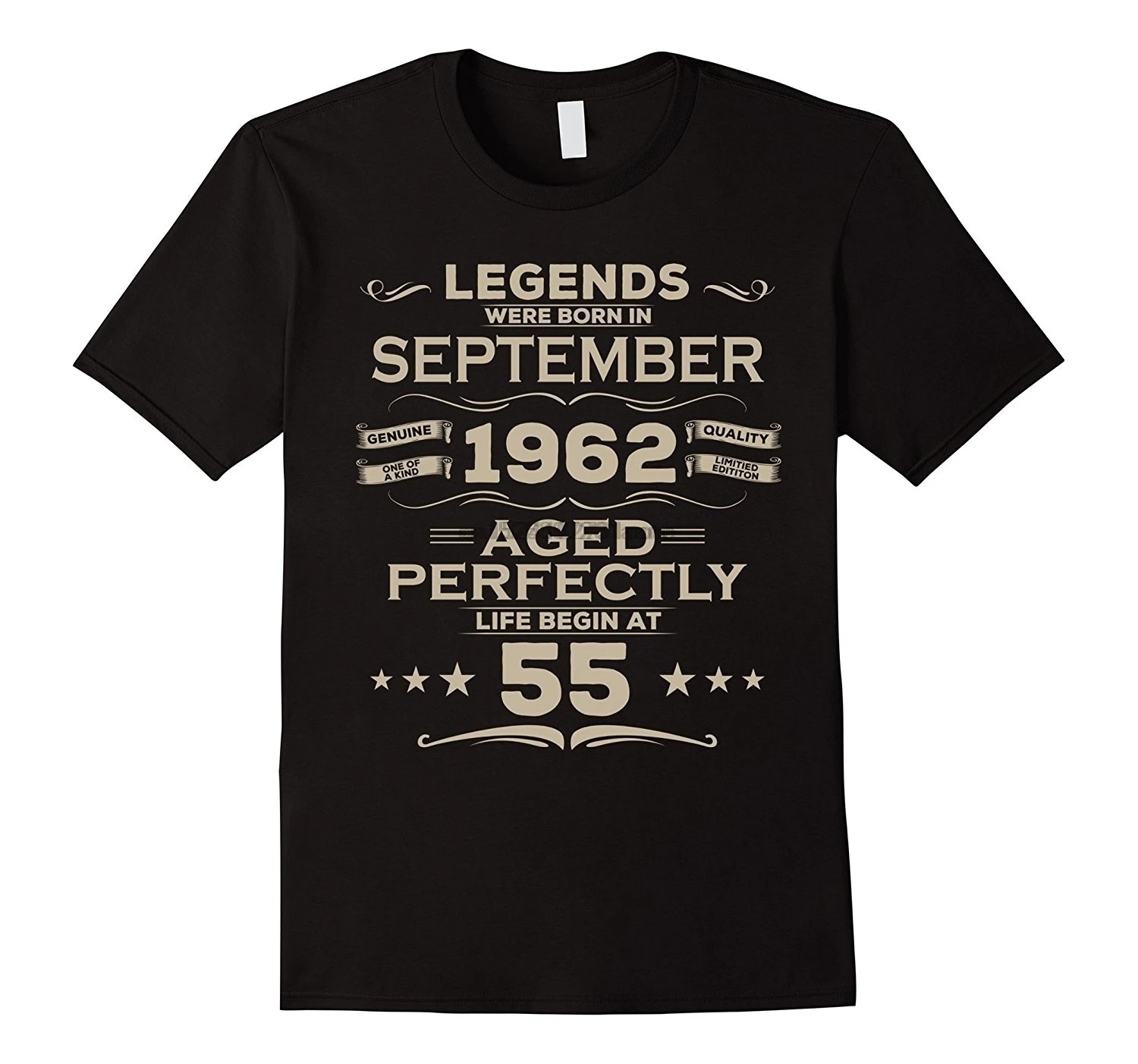 Life Begin At 55th Tee Born In September 1962 Birthday Gift Men Cotton T-shirt |