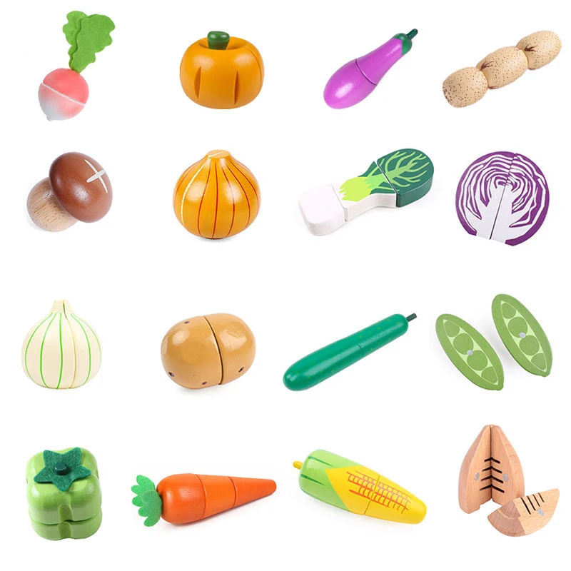 Wood Toy Magnetic Cutting Vegetables Cooking Food Pretend Play Simulation Kitchen Model Educational Toys For Children Kids 1PCS pretend food toys pretend kitchen toys kitchen toys wooden burger toys wooden ice cream playset pretend coffee set toys educational toys