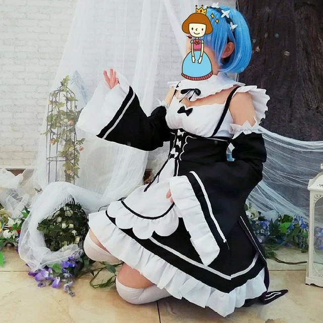 Anime Re: Zero kara Hajimeru Isekai Seikatsu Rem Ram Cosplay Costume Maid  Dress