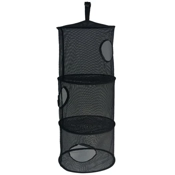 

HOT-Three-Layer Hanging Zippered Herbal Drying Net Herbal Dryer Mesh Drying Rack