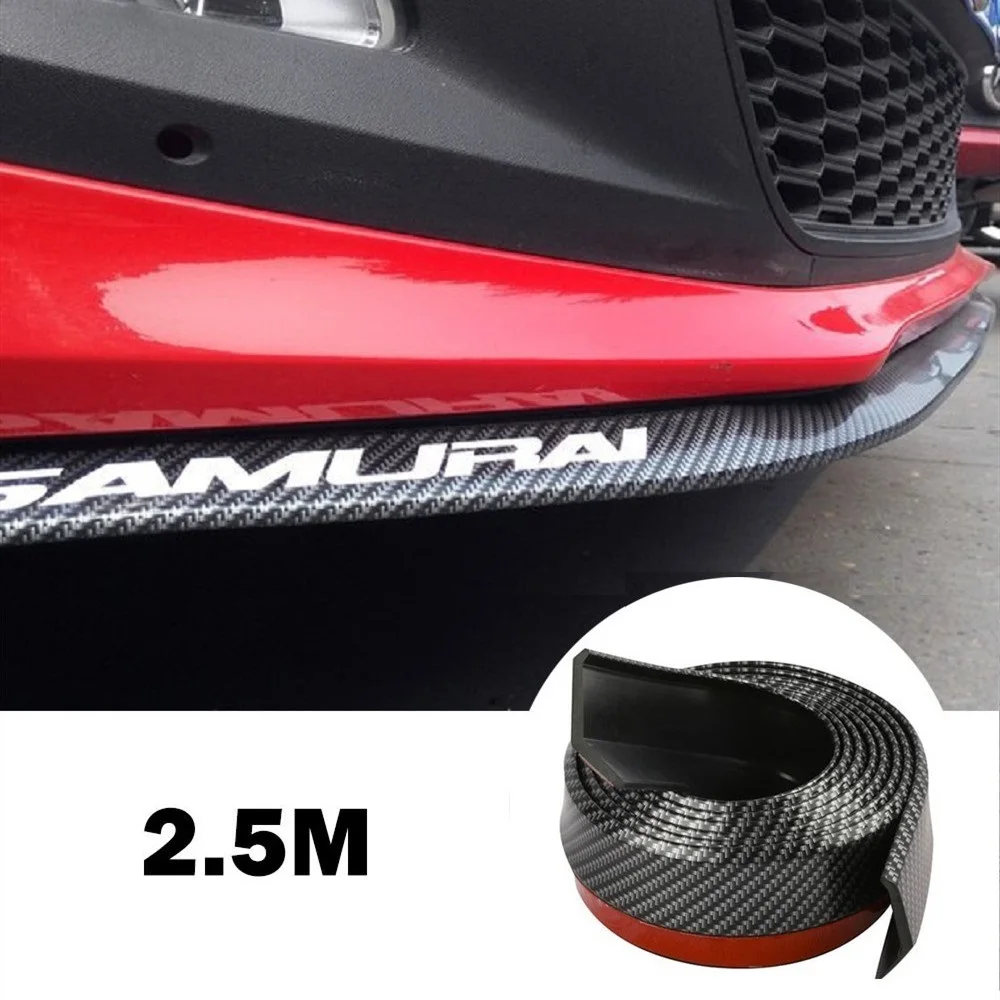 

Car Universal Front Bumper Lip Carbon Fiber Rubber Splitter Chin Spoiler side Skirt Rubber Anti Scratch Protector Body Kit Trim