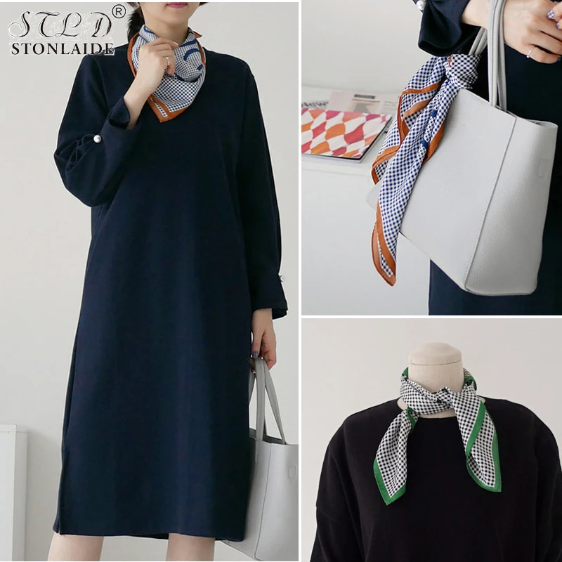 53X53CM Корейская имитация шелка небольшой квадратный шарф для дамы Chic различные