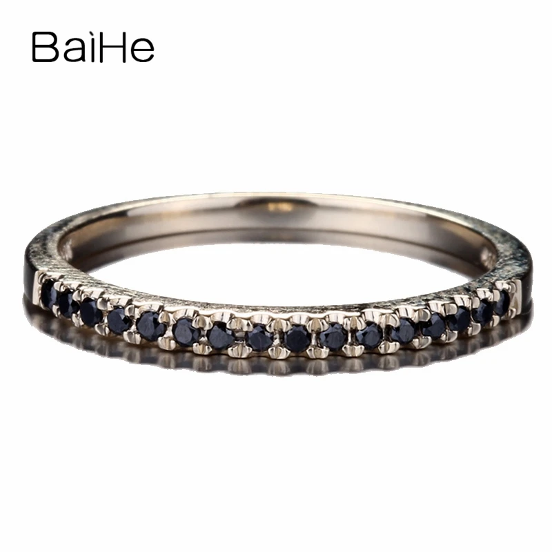 BAIHE Solid 14K желтое золото(AU585) Всего 0.15ct круглый натуральные черные бриллианты Трендовое обручальное женское модное Подарочное кольцо
