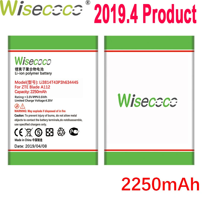 

Wisecoco 2250mAh Li3814T43P3h634445 Battery For ZTE Blade L110 A112 V815W Phone Latest Production Battery+Tracking Number