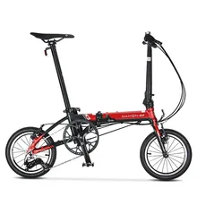 Dobrável bicicleta kaa433 k3 3 velocidades, quadro de liga de alumínio de 14 polegadas, freio ultra portátil, mini bicicleta urbana, ciclismo, comunicação