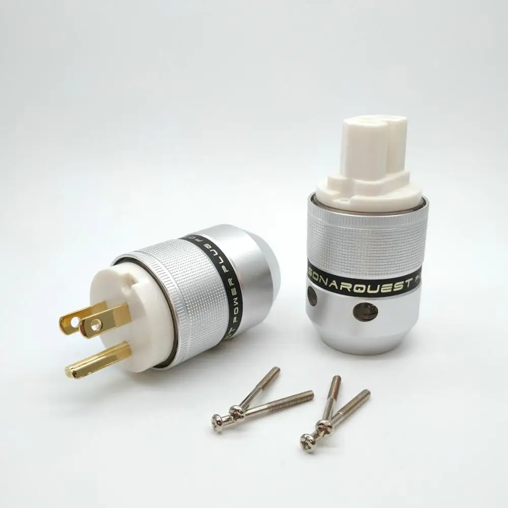 SONARQUEST P25-G из алюминиевого сплава(W) C25-G(W) Высококачественные золото покрытием США Разъем питания и IEC разъем для Hi-Fi аудиоусилитель