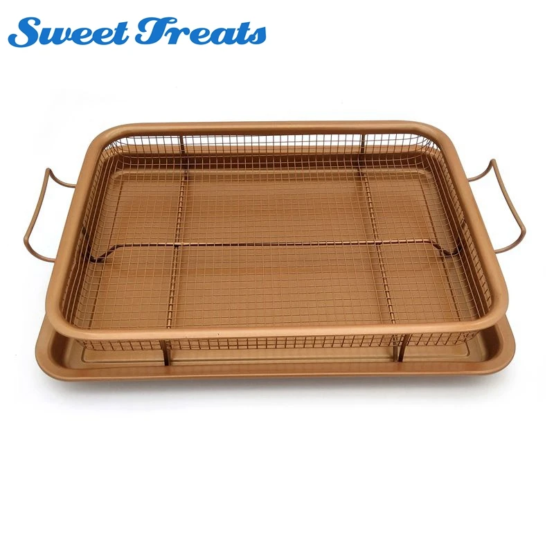 Non Stick Crisper Tray Copper Basket Oven Air Fryer Ceramic Cted Oil Less Fry