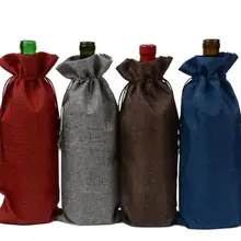 Джутовый, для вина бутылочные крышки шампанское вино слепой упаковки подарочные пакеты грубая Джутовая Ткань Рождество Свадьба обеденный стол украшения 15x35 см