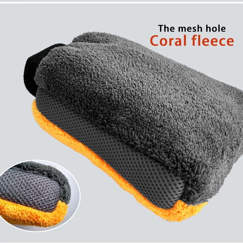 New 1pc Car Cleaning Glove Mesh Fabric Car Wash Glove Do Not Hurt Paint Waterproof Doublesided