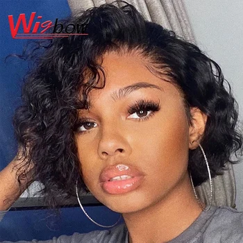 

Pixie Cut Bob Wig Short Curly Lace Human Hair Wigs Pre Plucked Wigs For Woman Brazilian Remy Human Hair Bob Wigs With Baby Hair