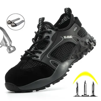 

Men And Women Puncture-Proof Workers Sneakers Safety Boots Outdoor Black Work Shoes Fashion Comfortable Casual
