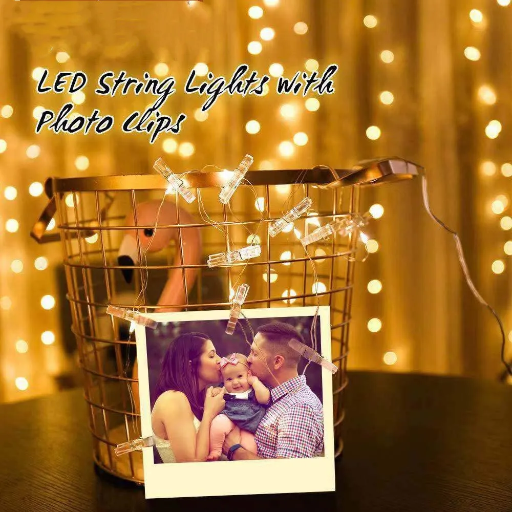 LED String Lights Photo Clip USB Outdoor Battery Operated Garland Christmas Decoration Holiday Party Wedding Xmas Fairy Lighting