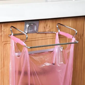 

Behogar Stainless Steel Trash Bag Holder Hanging Rack for Home Storage Kitchen Cupboard Cabinet Door Back Supplies