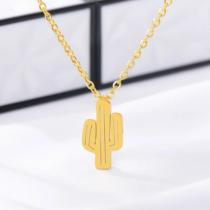 V привлечь 2017 Desert Jewelry Нержавеющая сталь Кактус Шарм Цепочки и ожерелья Подвески