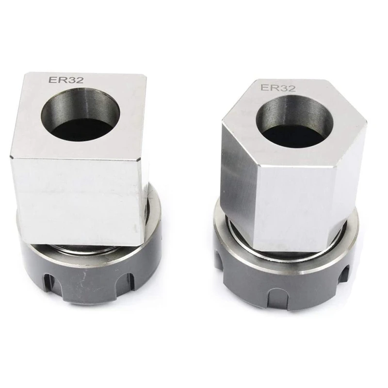 

JFBL Hot ER32 Collet Chucks Block Set of 2 Square and Hex Workholding Holder for CNC Lathe Engraving Machine