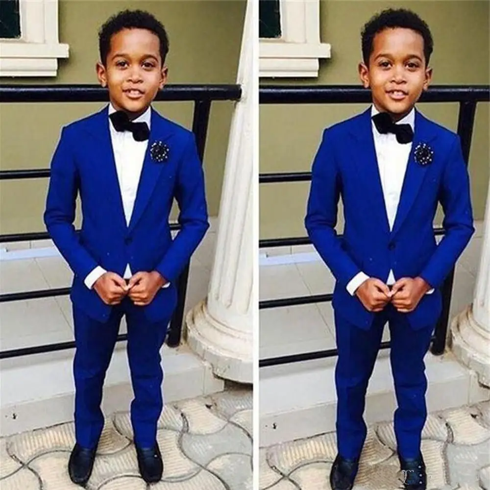 

Royal Blue Kids Formal Wedding Groom Tuxedos 2023 Two Piece Notched Lapel Flower Boys Children Prom Party Jacket and Pants