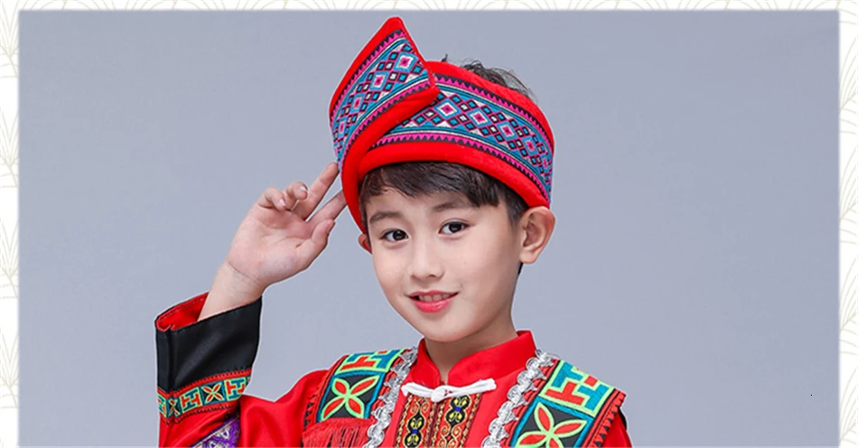 Детский Древний китайский Hmong костюм Мяо народный праздник для сцены Waer мальчики печати народный костюм ханьфу комплект одежды