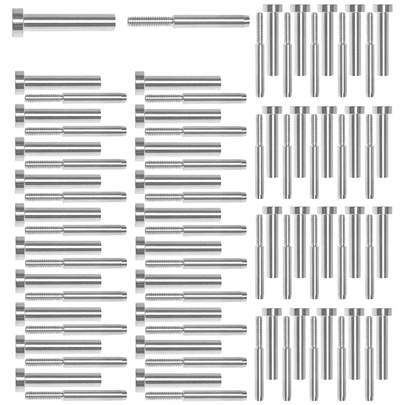 

40 Pack Stainless Steel Invisible Receiver and Swage Stud End for 3/16 Inch Cable Railing, Deck Stair Threaded End Fitting for W