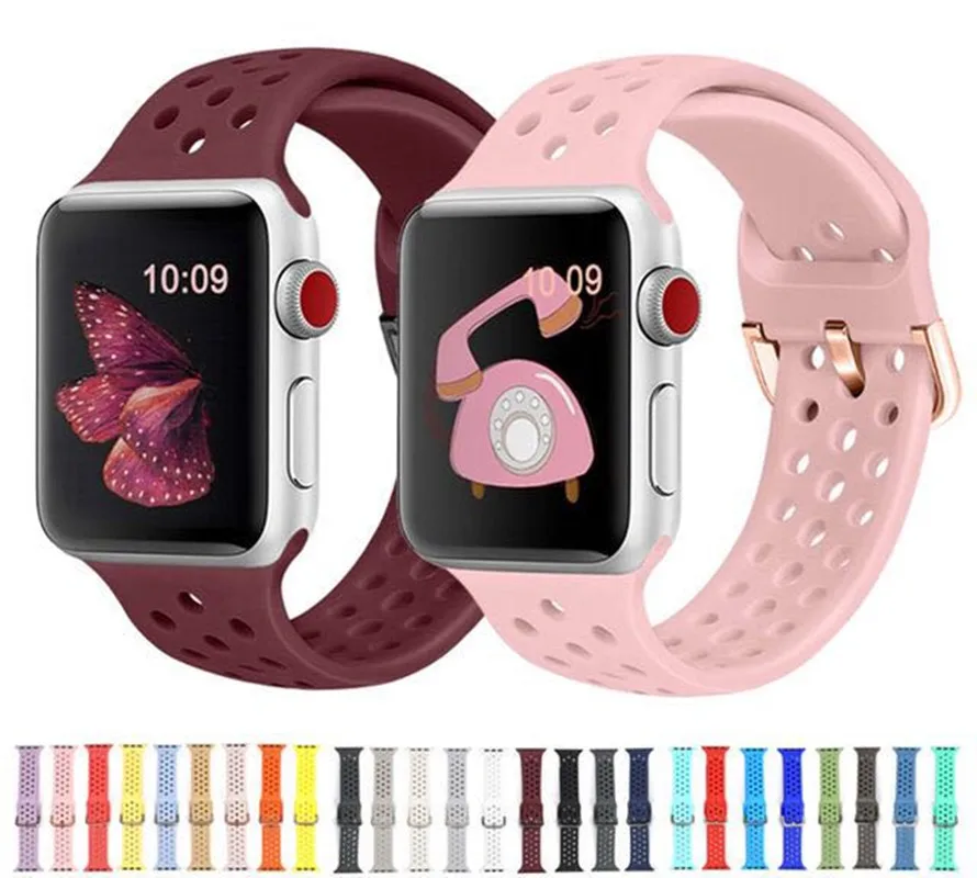

Silicone Strap For Apple Watch band 38mm 42mm iwatch band 44mm 40mm Sport Bracelet belt correa Apple watch 5 4 3 2 1 Accessories