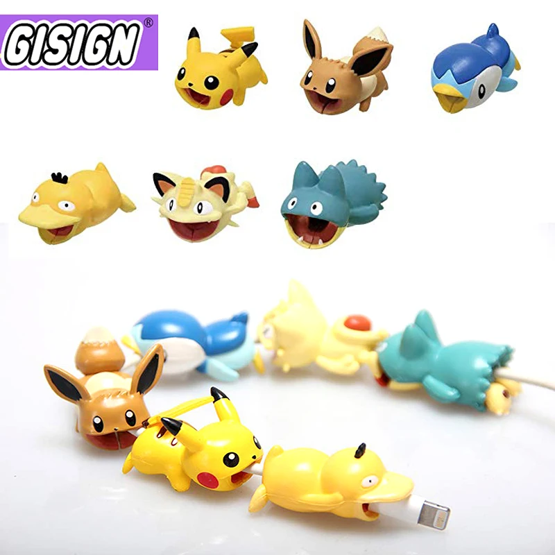 

Anime Cable Bite Protector Line For Iphone Accessory Cute Cartoon Protege Cable Stitch One Peace Goku Doll Model Funny Toys