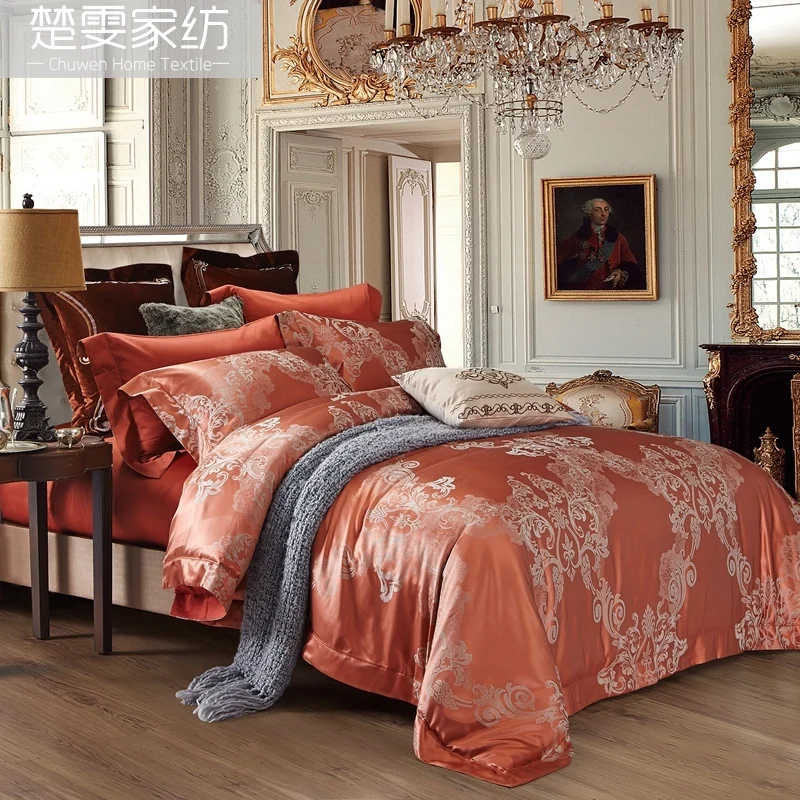 

Chuwen Home Textile Bedding Article 100 Real Silk Mulberry Silk Satin Jacquard Weave Full Cotton Sheet European Four Paper Set