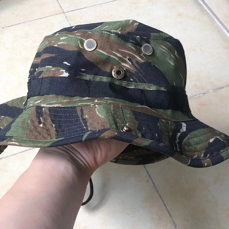 Outdoor Sports Round Brim Hat Tactical Jungle Tiger Spot A-TACS Desert Digital MCAD Camouflage Color Sunscreen