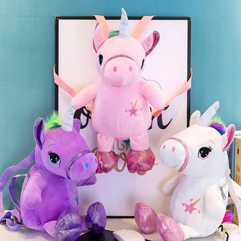

Unicorn Shoulders Bag Soft Plush Backpack Cute Cartoon Baby Unicornio Toy Plush Backpack Kids Outdoor Kindergarten Bags