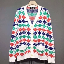 Брендовый шерстяной кардиган, Мужской дизайнерский свитер, Модный вязаный пуловер для женщин, цветной Высококачественный свитер