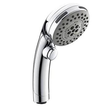 

Shower Head Bathroom Press Button Water Saving Handheld ABS Pressurized Nozzle Spray Chrome