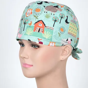 

Hennar Scrub Caps For Women And Men Clinical scrub Hats Print Adjustable Unisex S-M two size for choice