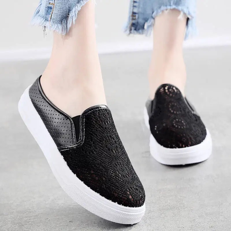 Hot Women Thick Bottom Shoes Summer 2021 Trend Half Slippers Tow Beach Women Breathable Flying Woven Non-slip Wear Personality