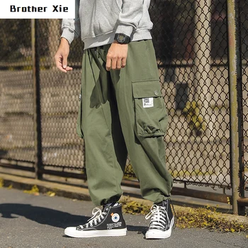 

Spring New Pants Men Fashion Solid Color Casual Multi-pocket Tooling Wind Pants Man Streetwear Wild Hip-hop Loose Overalls M-5XL