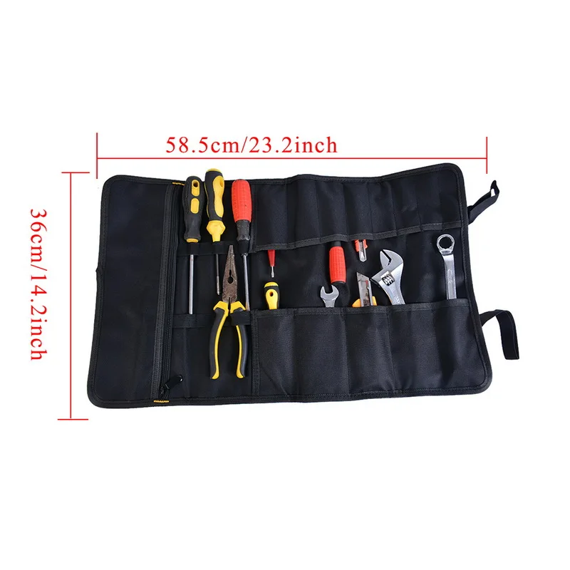 Junejour Tool Stroage Pouch Electricians Organizer Tool Rolling Bag Reel Professional Multi-purpose Car Repair Kit Bag