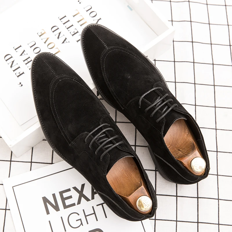 suede leather shoes men italian designer male dress elegant moccasins work footwear formal business brogue oxford shoes for men (6)
