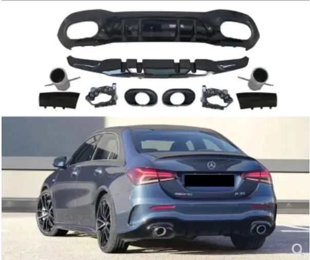 ABS черный задний бампер диффузор с выхлопными наконечниками для Mercedes Benz W177 A35 AMG год