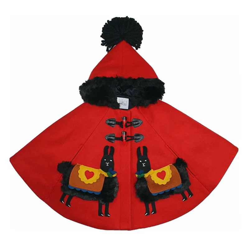 

Little Goodall Toddler Girl Winter Alpaca Cloak Happy New Year Christmas Little Girl Wool Coat Lovely Cape With Hat Brand Design