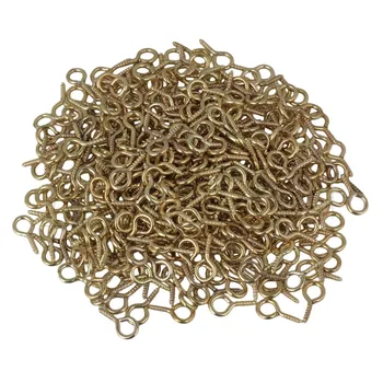 

12mm x 6mm Tone 4# Iron Yellow Mini Eyepins Hooks Eyelets Screw Pack of 100