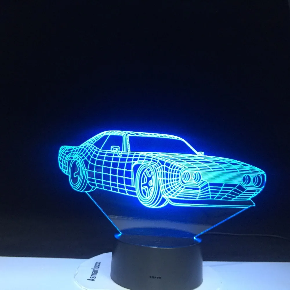 3D LED Car Shape Night Lights Colors Changing Visual Vehicle Luminaria Table Lamp Sleeping Lighting Home Decor Gifts 1461