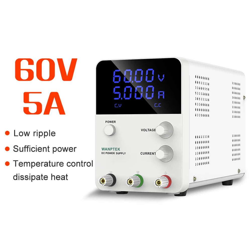 

Wanptek switching DC power supply adjustable 4 digit lab Bench power source 30V 10A 60V 5A AC 110V 220V Stabilized power supply
