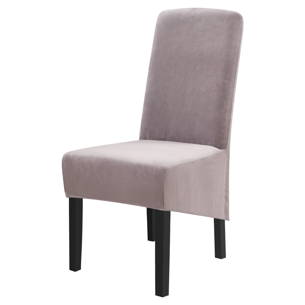 sliver grey 55-68cm Бархатные эластичные Чехлы для столовой, однотонные плюшевые чехлы на стулья из спандекса, защита для дома, столовой, Room11.11 - Цвет: sliver grey 55-68cm