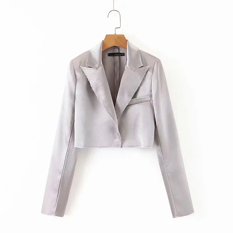 

Online Celebrity INS Ming Europe And America Single Breasted Men's Casual Suit Autumn Clothing Women's 2019 New Style Satin Shor
